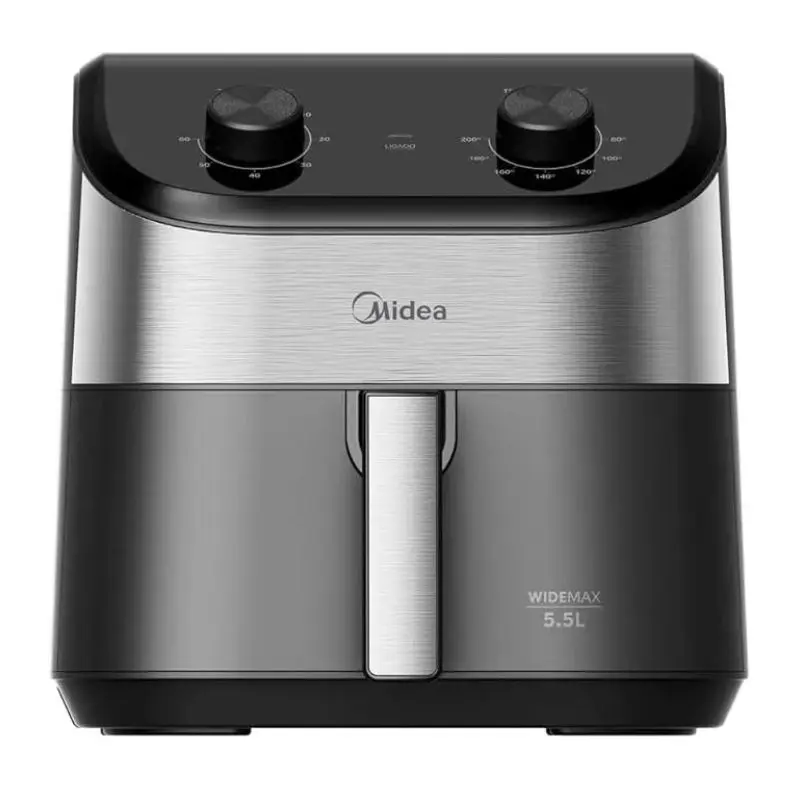 Air Fryer Midea Liva digital preparando alimentos crocantes em cozinha moderna