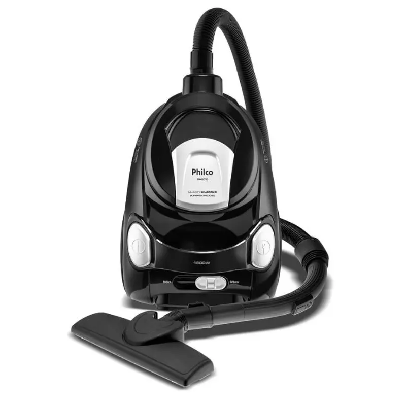 Aspirdor de pó e água Philco preto compacto.