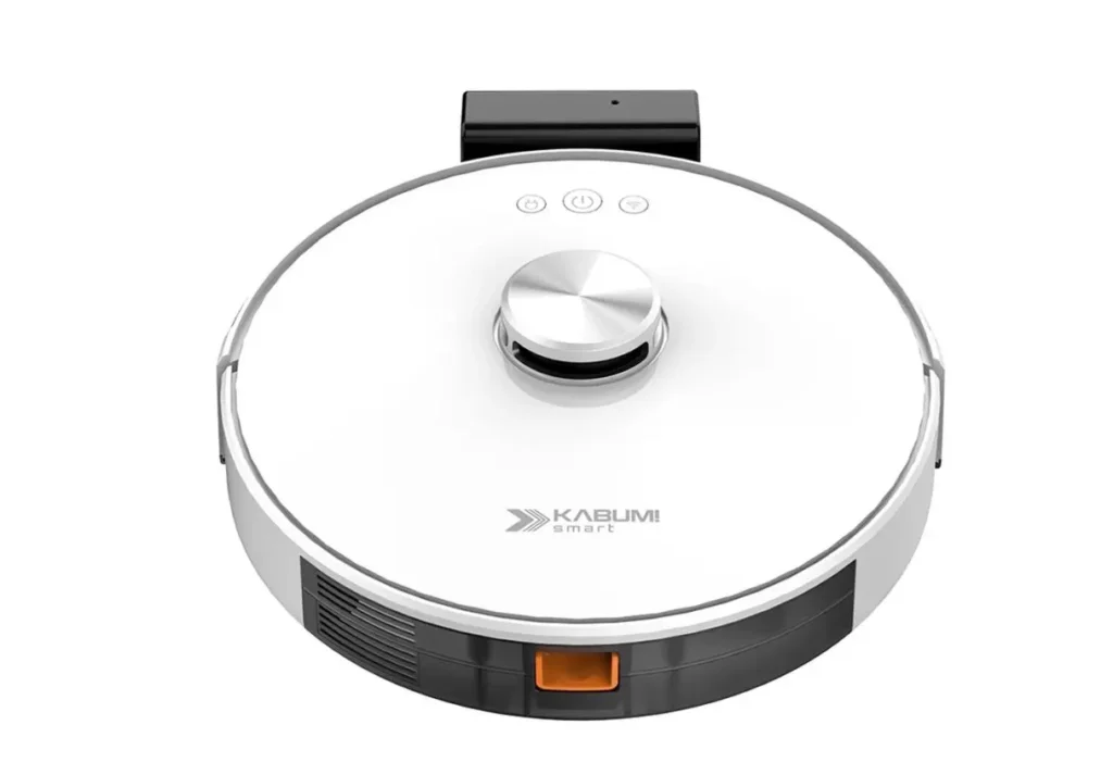 Robô Aspirador de pó robô KaBuM! Smart 700 fazendo limpeza automática em ambiente residencial moderno