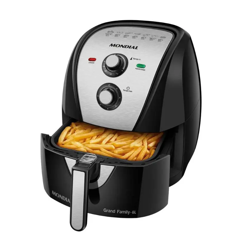 Air Fryer Mondial 6 litros cor preta e detalhes prata com excelente custo benefício
