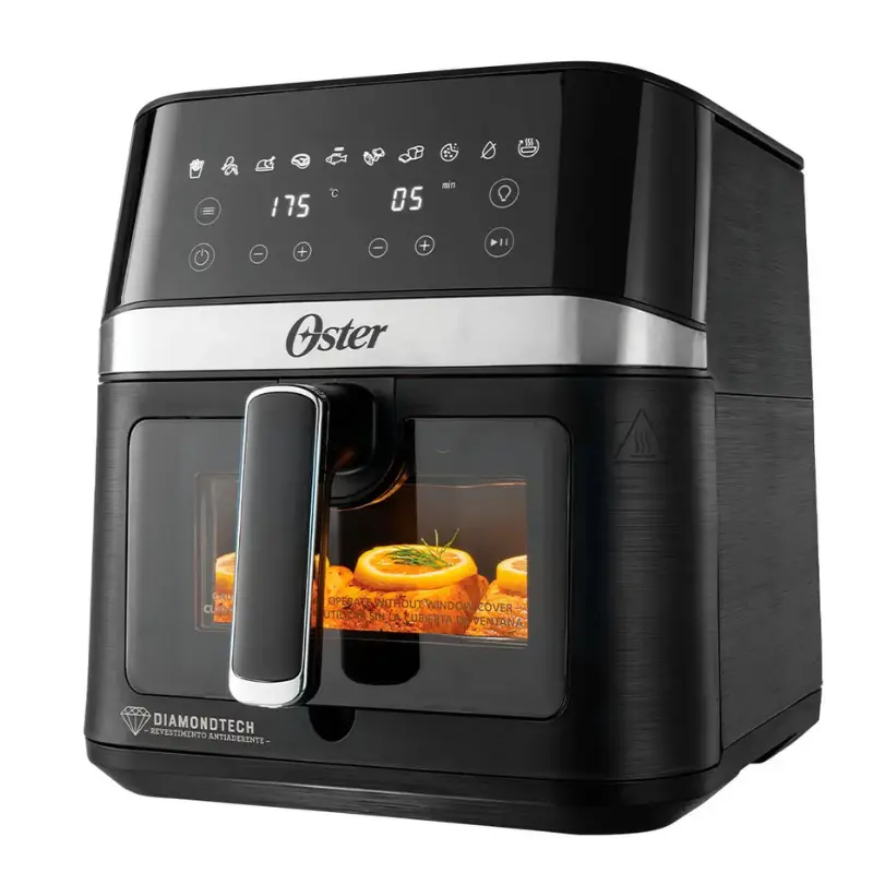 Air Fryer Diamondtech de 6 litros da Oster na cor preta